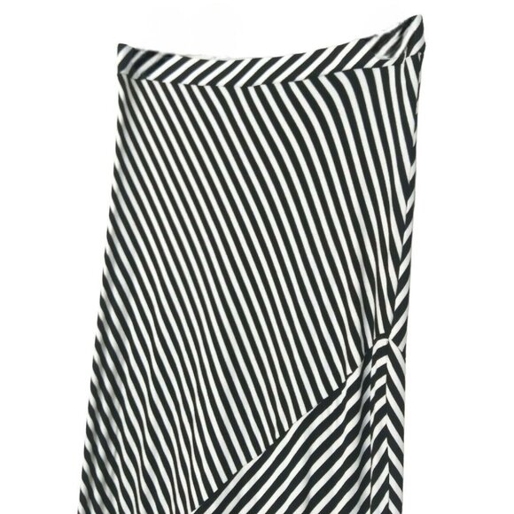 Cha Cha Vente Plus Size 2X Maxi Skirt Womens Black White Striped Asymmetric - Picture 3 of 8